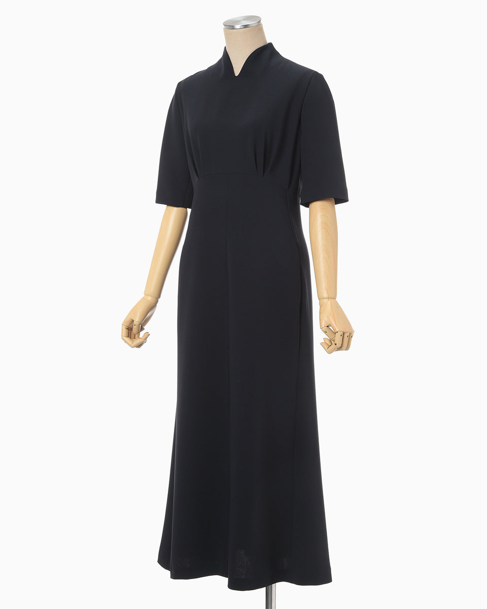 新到着 Triacetate navy - Dress Sleeve Short Georgette Polyester その他