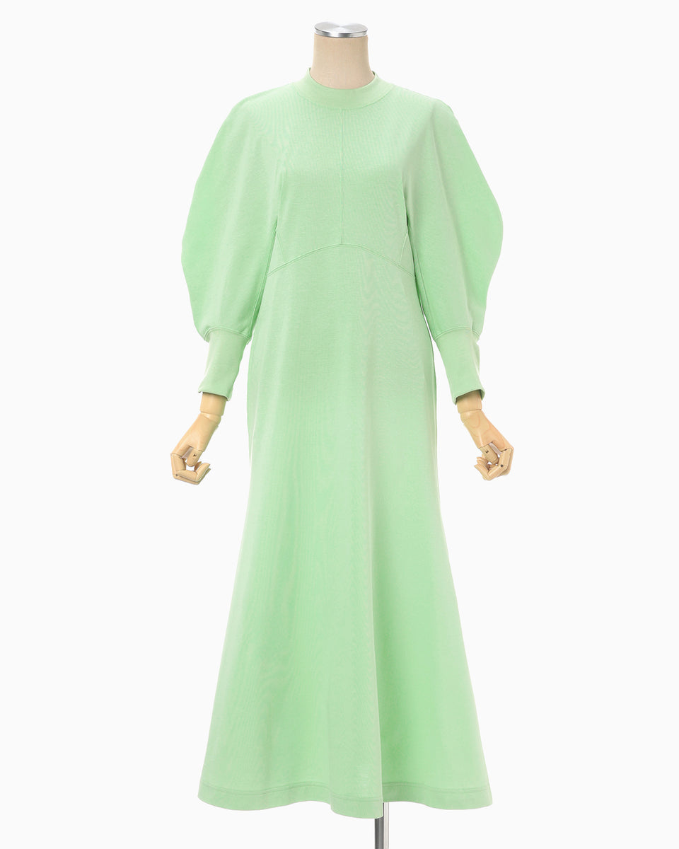 Cotton Jersey Flare Dress - light green - Mame Kurogouchi