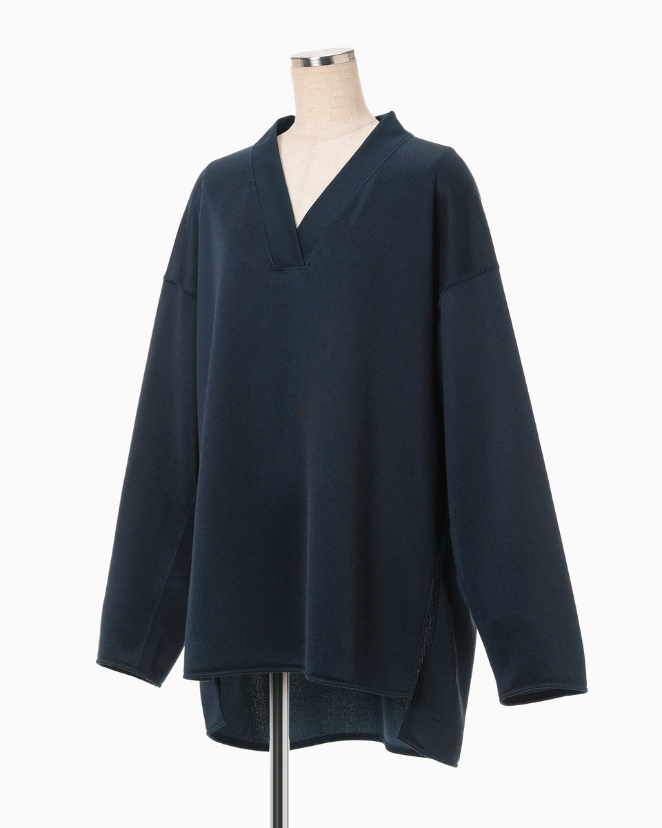 ウメモト V-Neck Relaxed Sweatshirt - navy - Mame Kurogouchi