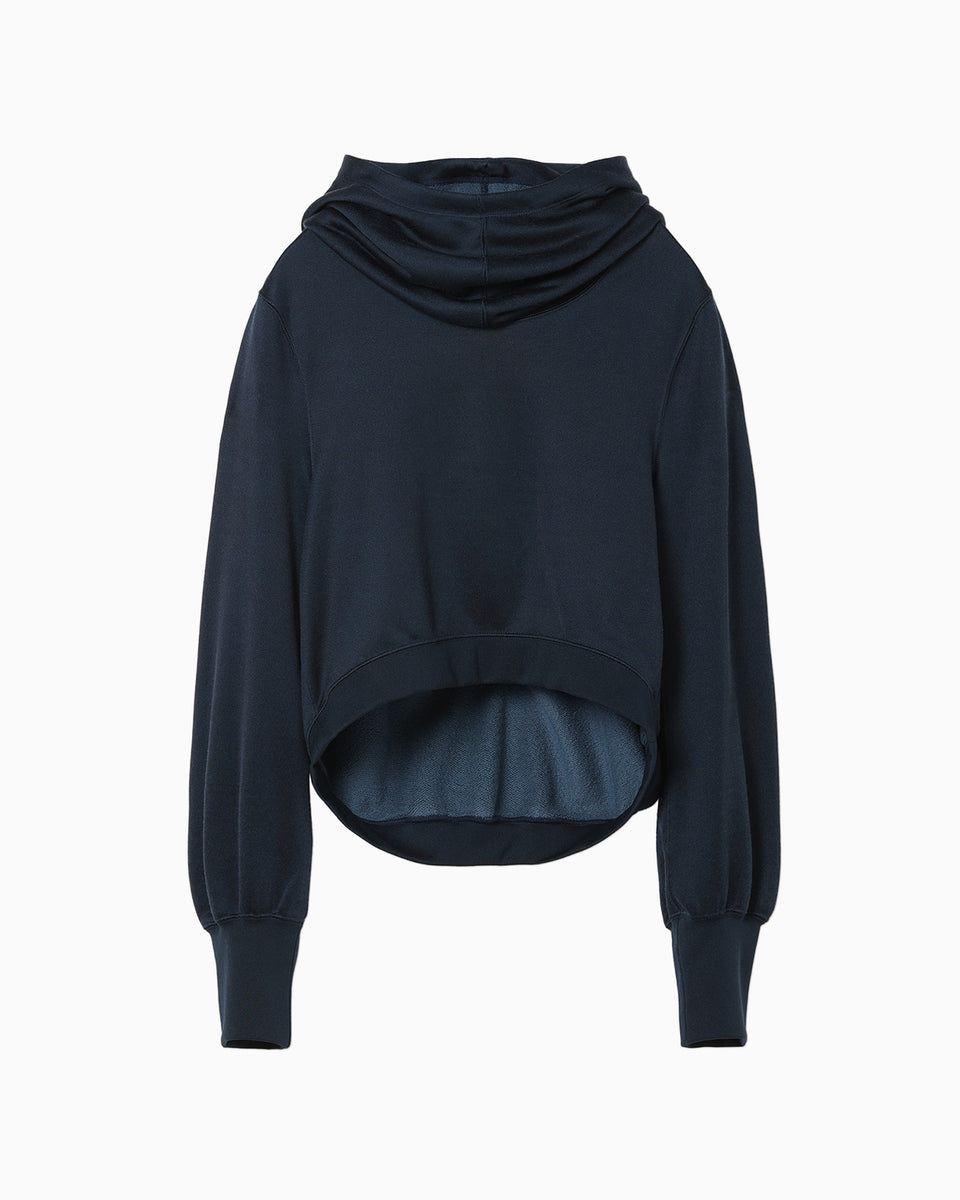 Cropped Relaxed Sweat Hoodie - navy - Mame Kurogouchi