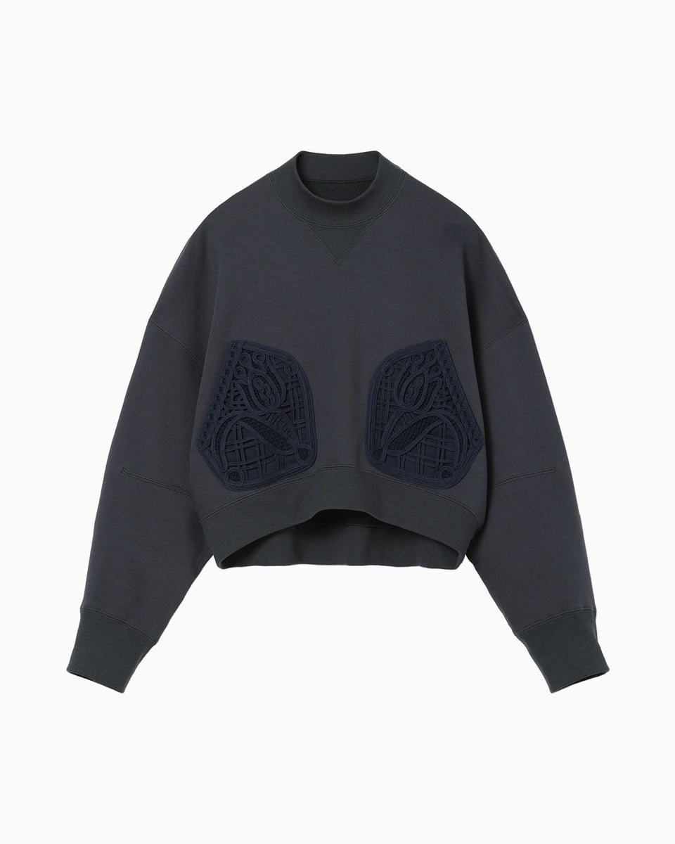 新品Mame Kurogouchi コーディング刺繍 クロップドスウェットシャツ Cording Embroidery Cropped Sweatshirt(1 ECRU): Mame