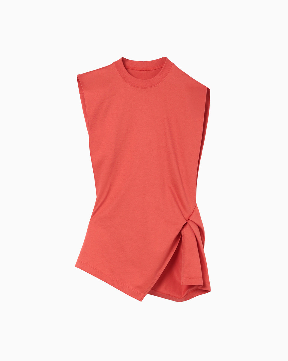 Cotton Jersey Asymmetric Sleeveless Top - red - Mame Kurogouchi
