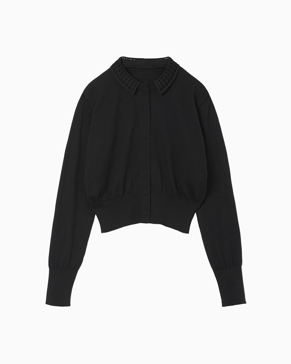 OPENYY COTTON COLLAR FUR CARDIGAN BLACK レディース