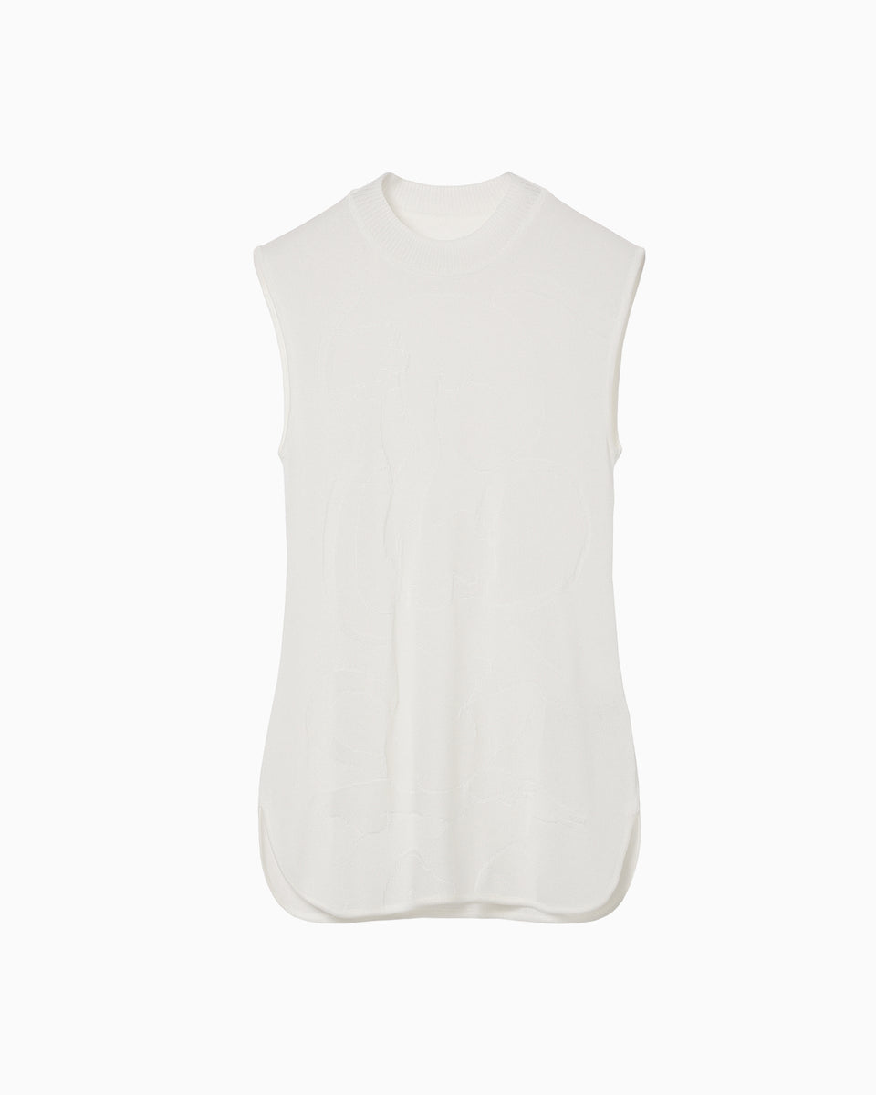 Woman Figure Sleeveless Knitted Top - white - Mame Kurogouchi