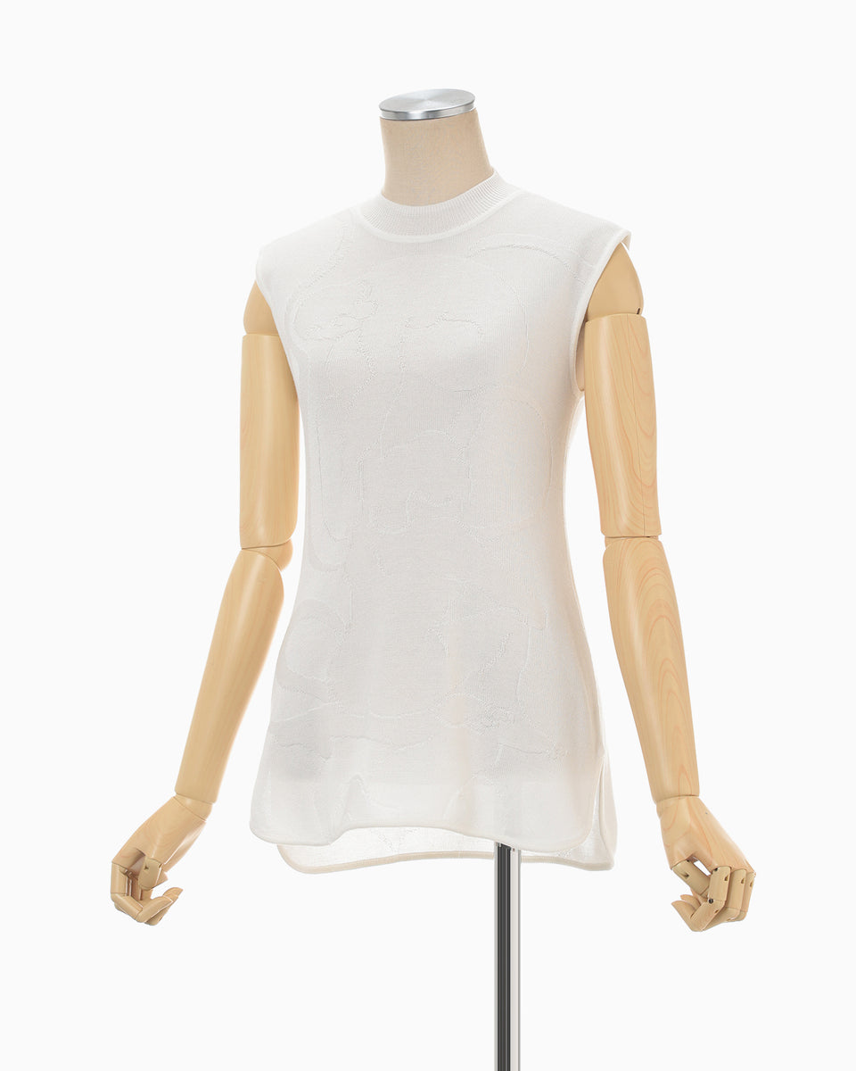 2024人気新作 Sleeveless Figure Woman Knitted Kurogouchi Mame - white - Top トップス