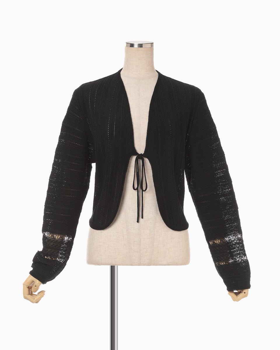 Drop Jacquard Knitted Cardigan - black - Mame Kurogouchi