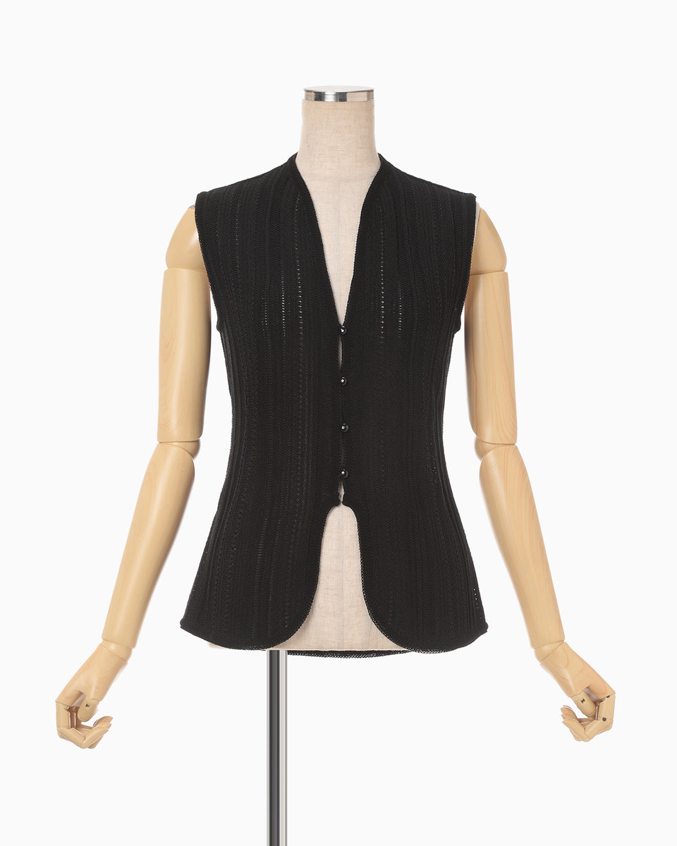 Drop Jacquard Knitted Vest - black - Mame Kurogouchi