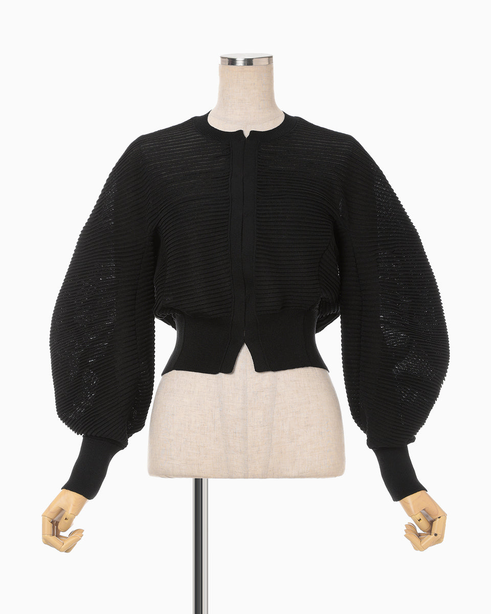 Curved Sleeve Knitted Cardigan - black - Mame Kurogouchi Curved Sleeve Knitted Cardigan - black - Mame Kurogouchi