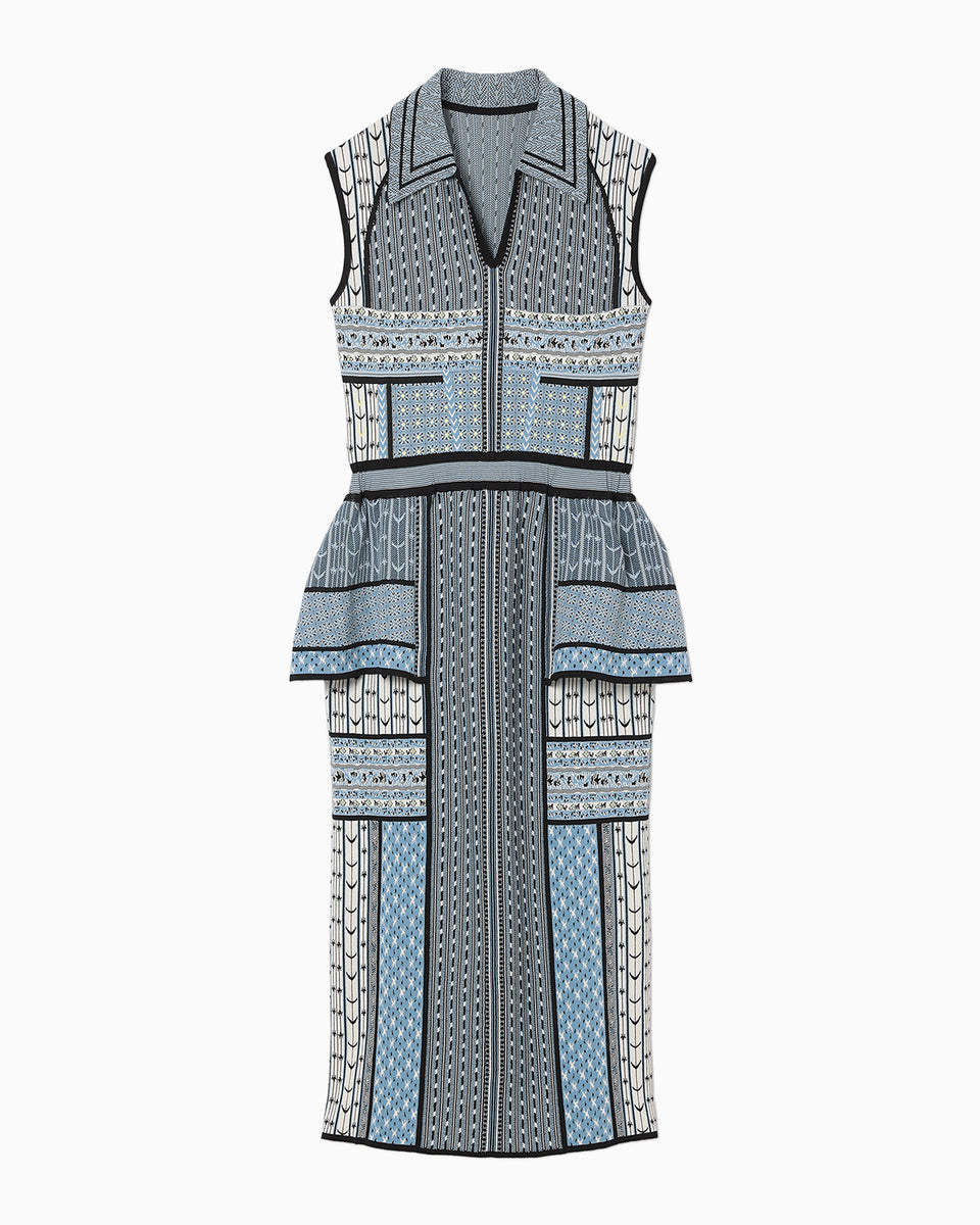 Geometric Pattern Knitted スカート ブルー　サイズ2 Geometric Pattern Knitted Dress - blue - Mame Kurogouchi