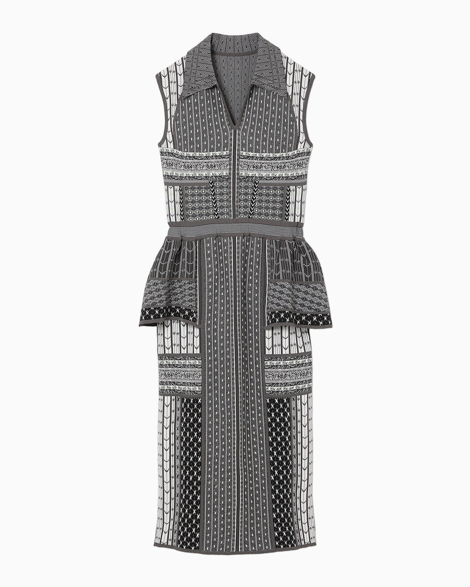 Geometric Pattern Knitted Dress - grey - Mame Kurogouchi Geometric Pattern Knitted Dress - grey - Mame Kurogouchi
