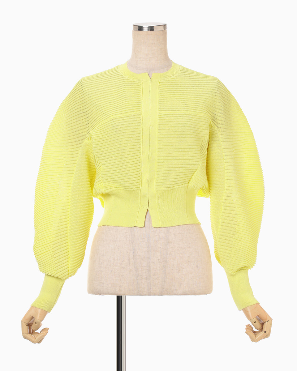 Curved Sleeve Knitted Cardigan - yellow - Mame Kurogouchi