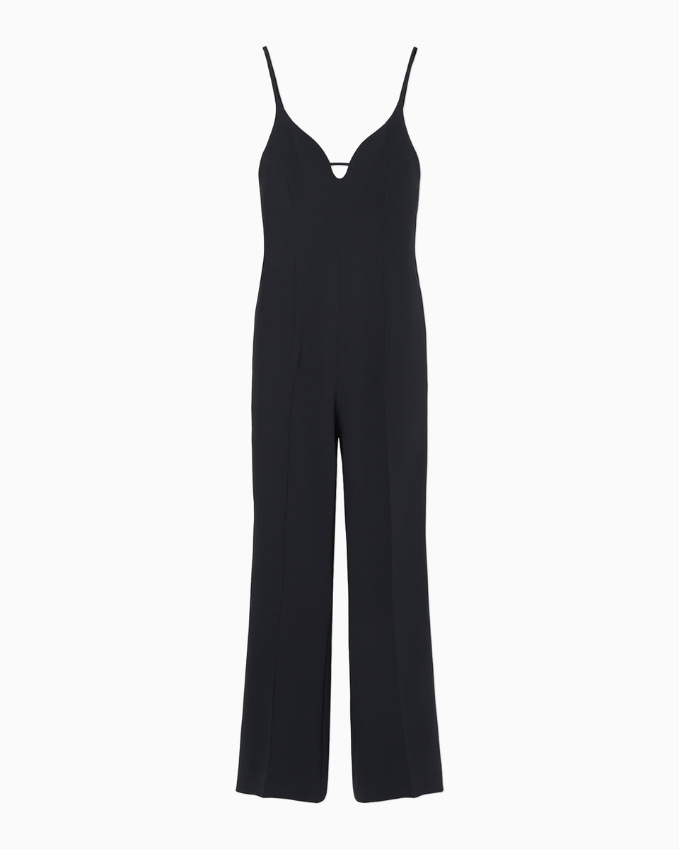 Triacetate Polyester Georgette Jumpsuits - navy - Mame
