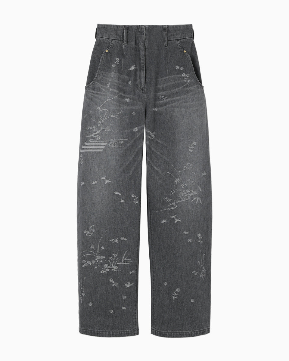 SY32グレー LサイズJACQUARD STRETCH WOVEN PANT