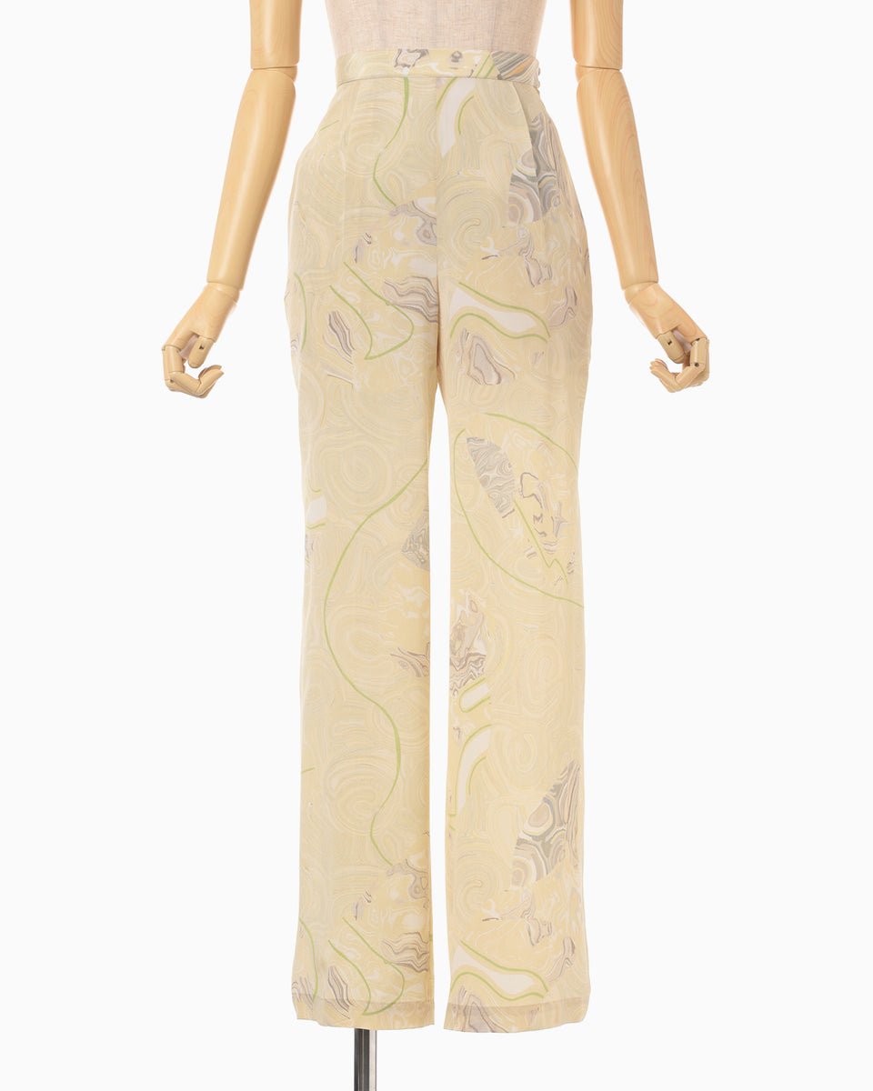 Marble Print Silk Trousers - beige - Mame Kurogouchi