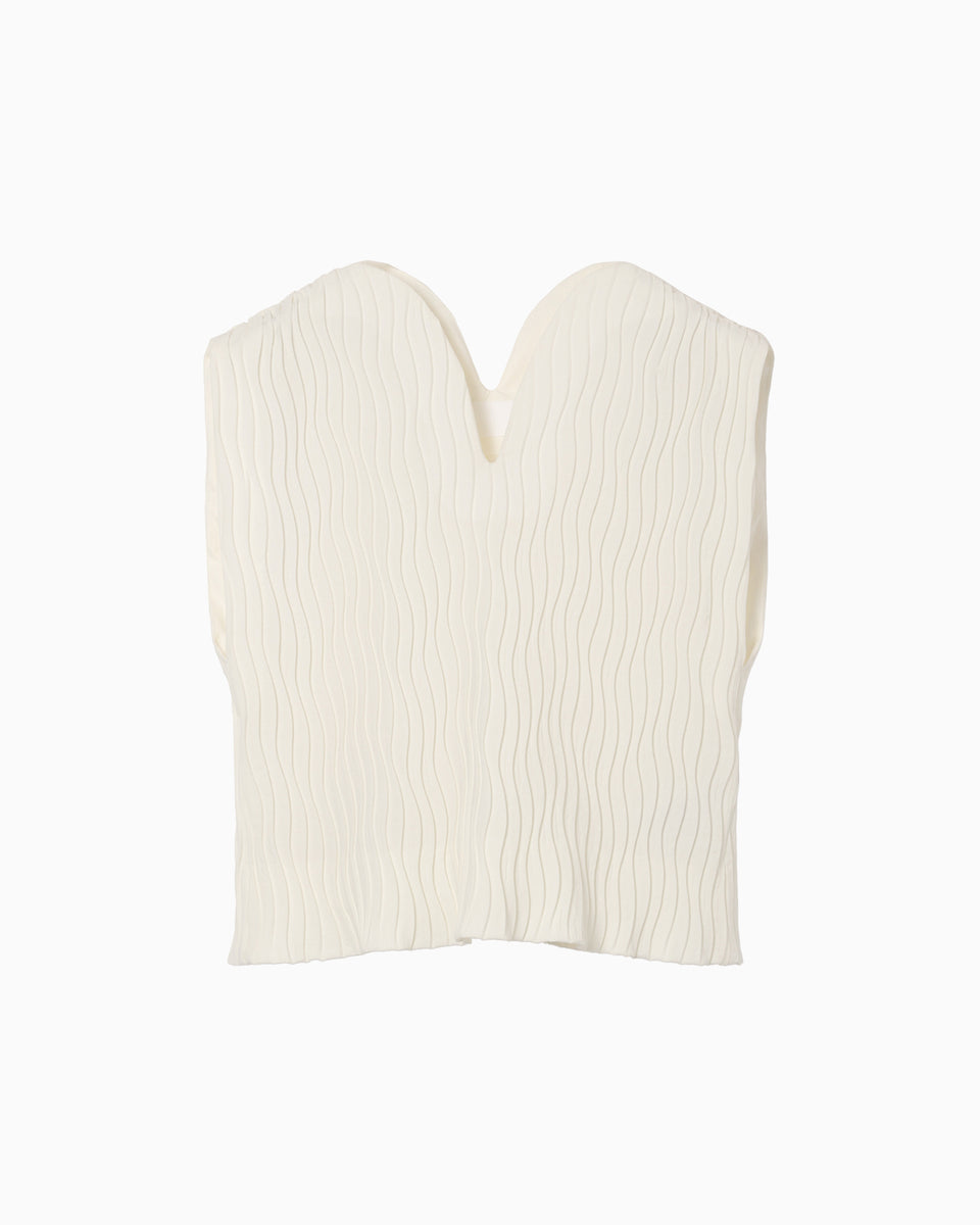 Wave Pleats Sleeveless Top - ecru - Mame Kurogouchi