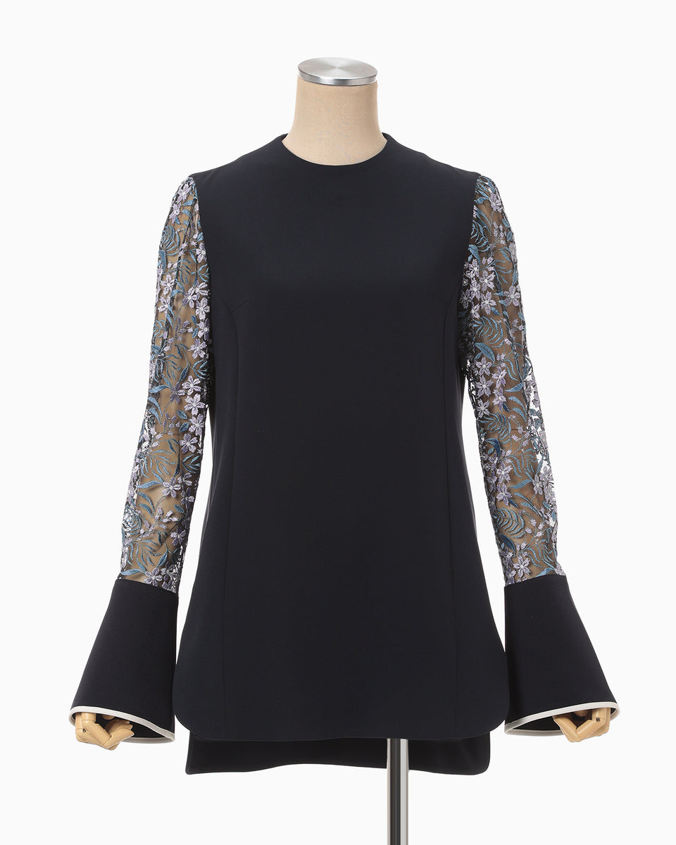 【週末セール】Mame Kurogouchi♡Cotton Lace tops GEA1】Mame Kurogouchi □Floral Lace French Sleeve Top MM25SS