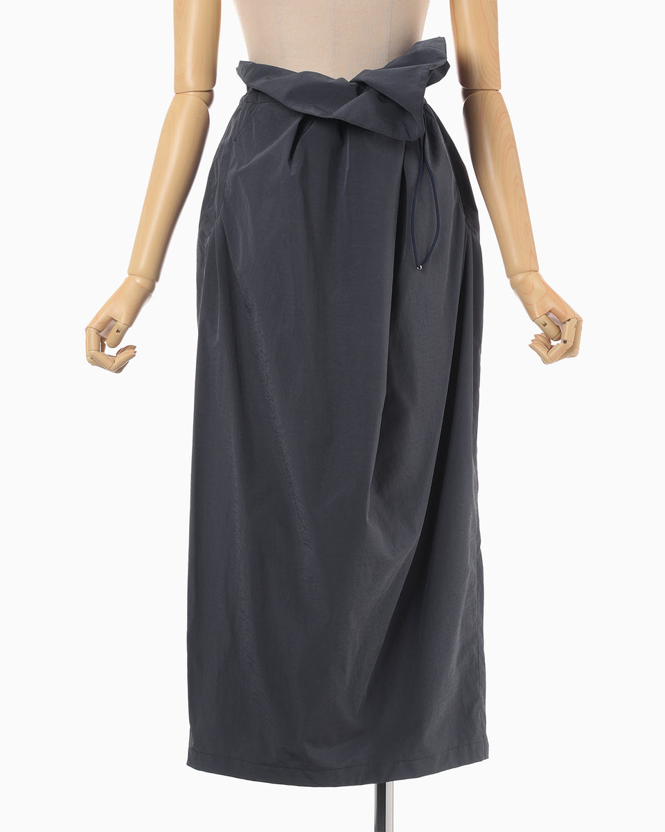 Split Yarn High Waisted Drawstring Skirt - navy - Mame Kurogouchi