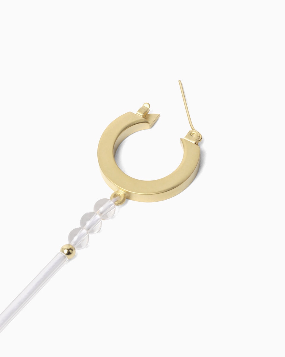 Floral Motif Long Glass Earrings - clear - Mame Kurogouchi