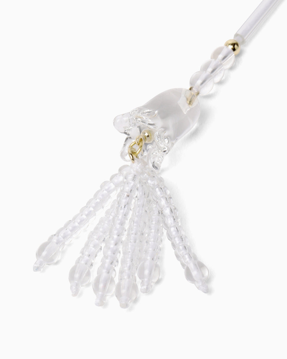 Floral Motif Long Glass Earrings - clear - Mame Kurogouchi