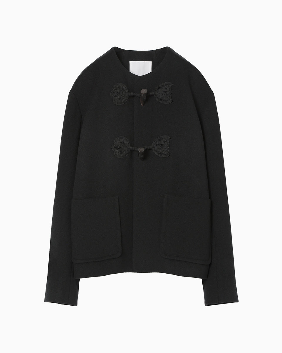 Cording Embroidery Short Duffle Coat - black - Mame Kurogouchi