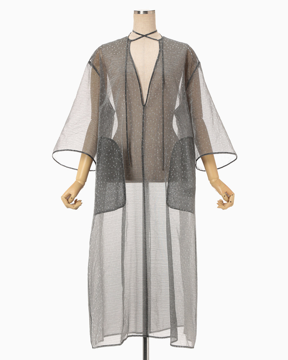 Floral Jacquard Sheer Dress - black - Mame Kurogouchi
