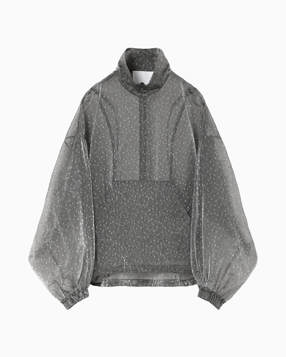Floral Jacquard Sheer Anorak - black - Mame Kurogouchi