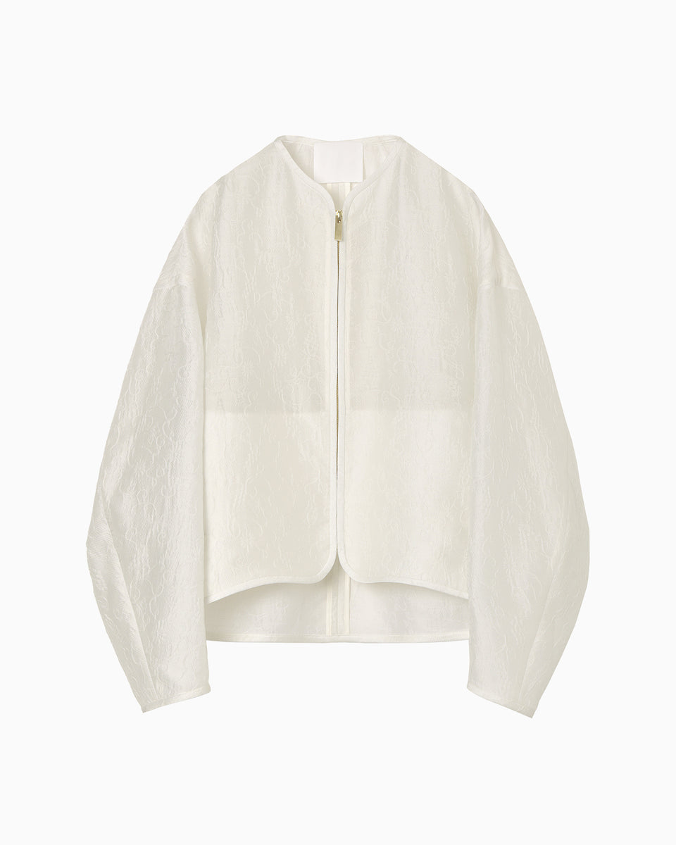 Arabesque Jacquard Short Jacket - white - Mame Kurogouchi