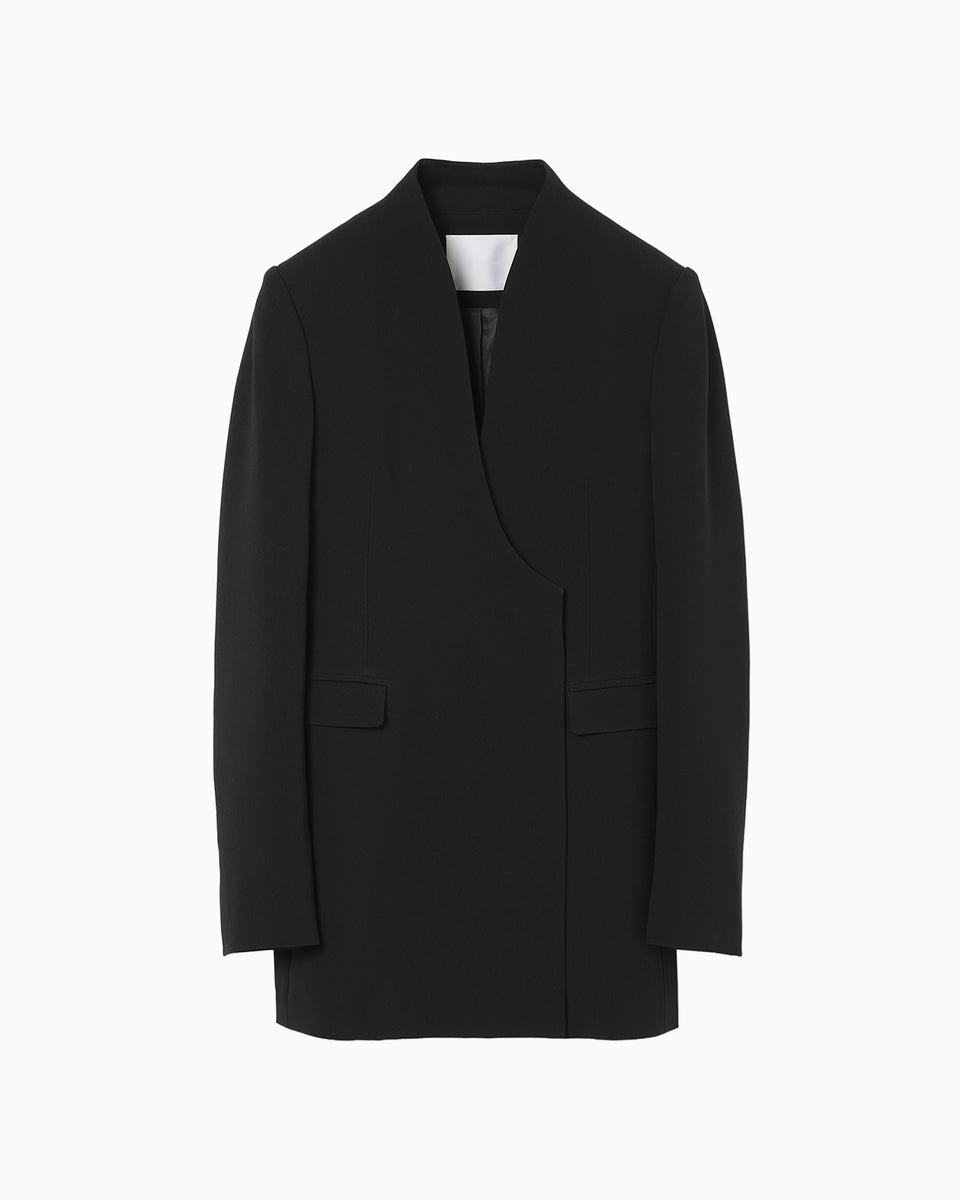 Triacetate Polyester Collarless Double Breasted Suit Jacket