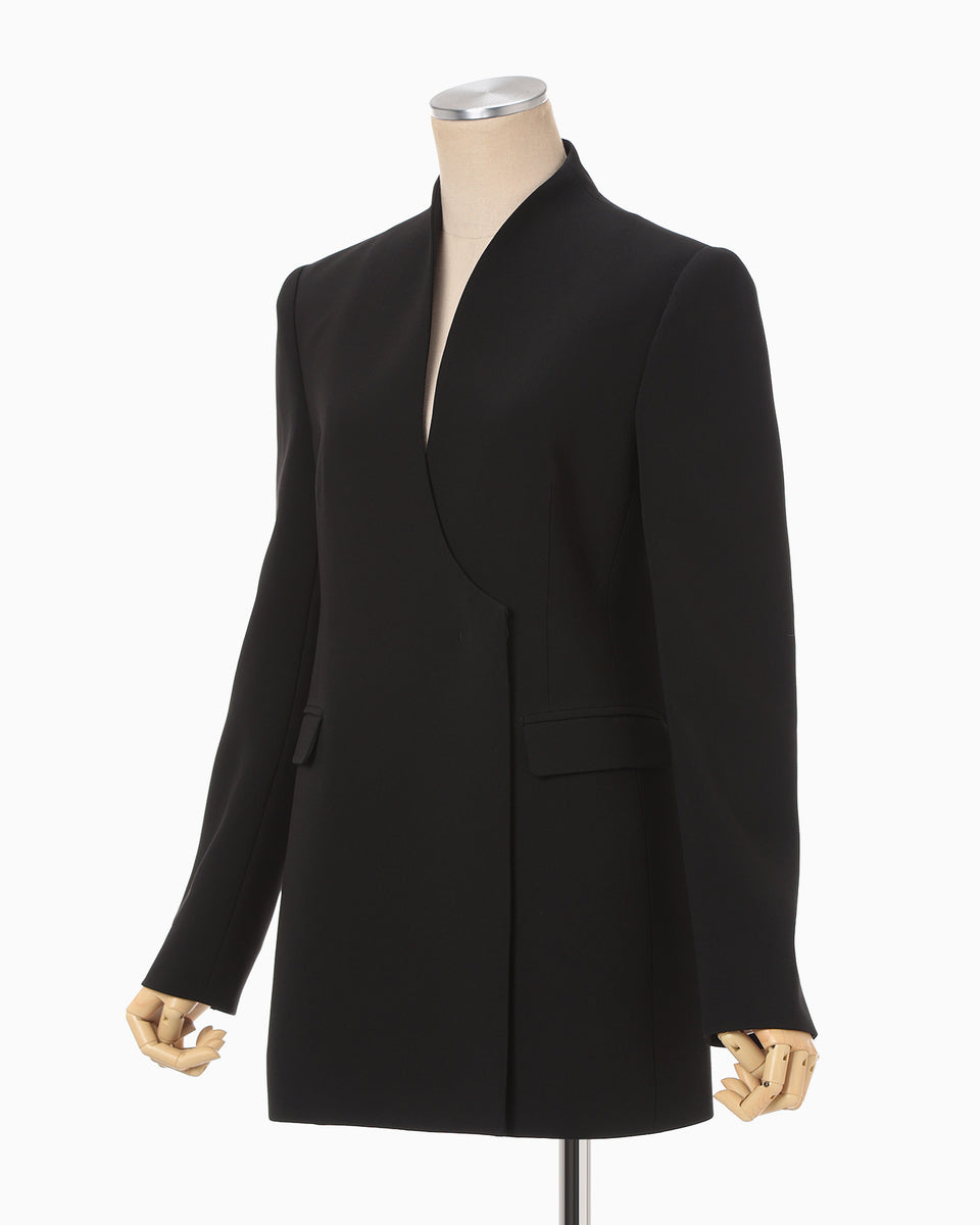 Triacetate Polyester Collarless Double Breasted Suit Jacket