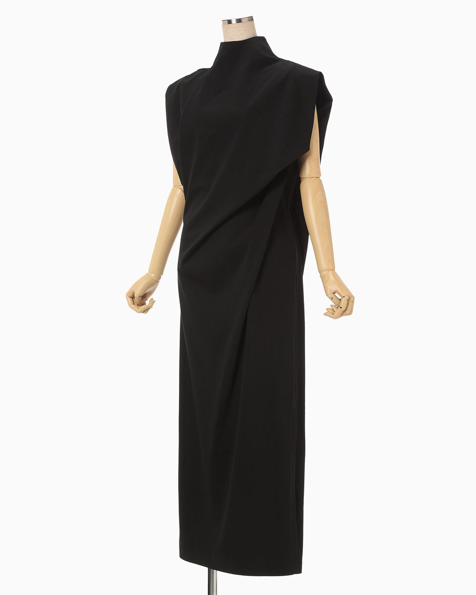 Mame Kurogouchi ・Cotton Jersey Dress Cotton Jersey Asymmetric Dress - black - Mame Kurogouchi