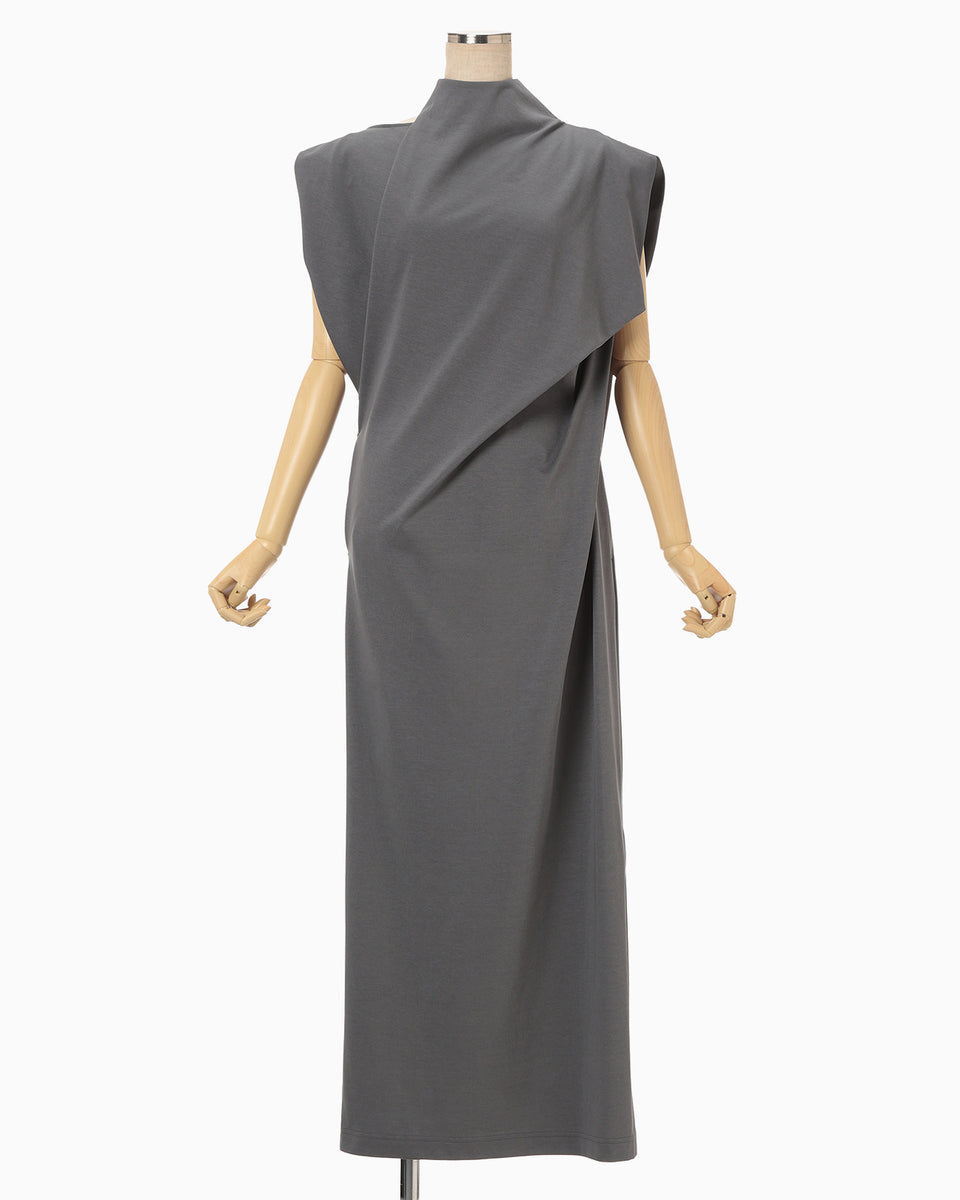 Cotton Jersey Asymmetric Dress - grey - Mame Kurogouchi
