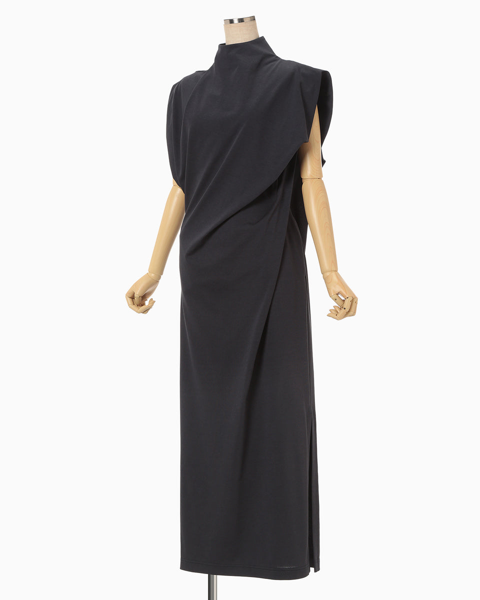 Cotton Jersey Asymmetric Dress - navy - Mame Kurogouchi