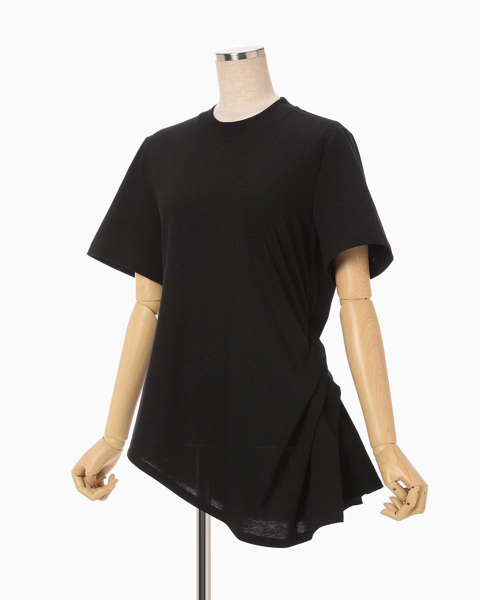Cotton Jersey Asymmetric T-Shirt - black - Mame Kurogouchi