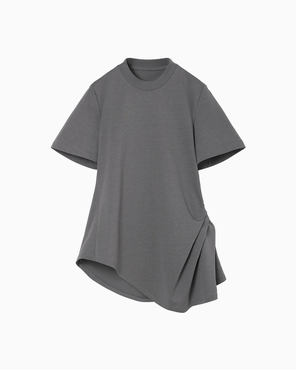 Cotton Jersey Asymmetric T-Shirt - grey - Mame Kurogouchi
