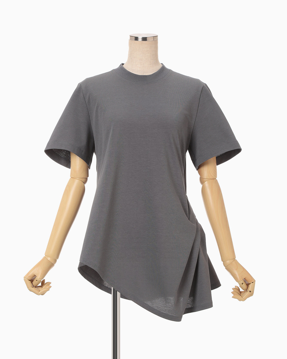 Cotton Jersey Asymmetric T-Shirt - grey - Mame Kurogouchi