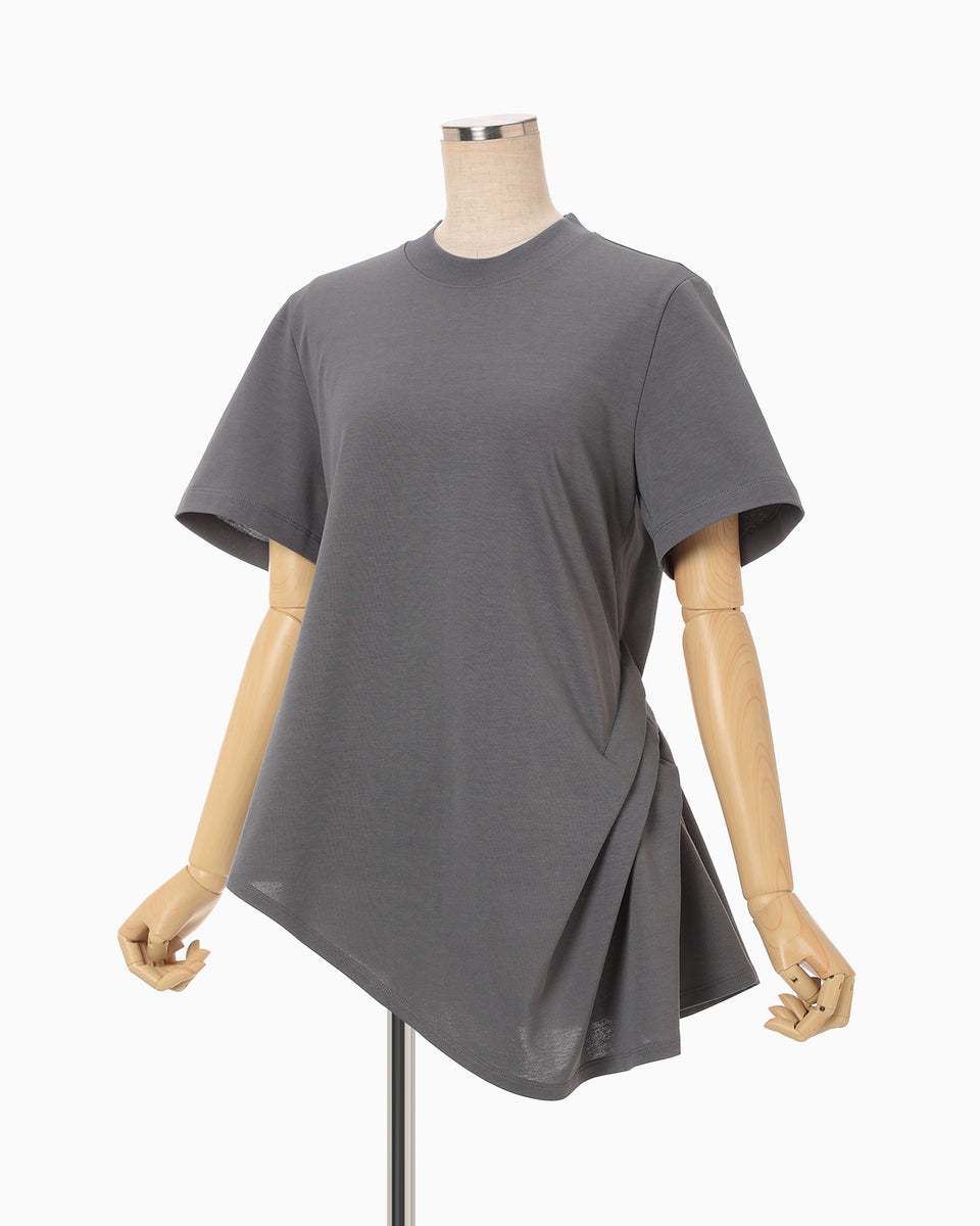 Cotton Jersey Asymmetric T-Shirt - grey - Mame Kurogouchi