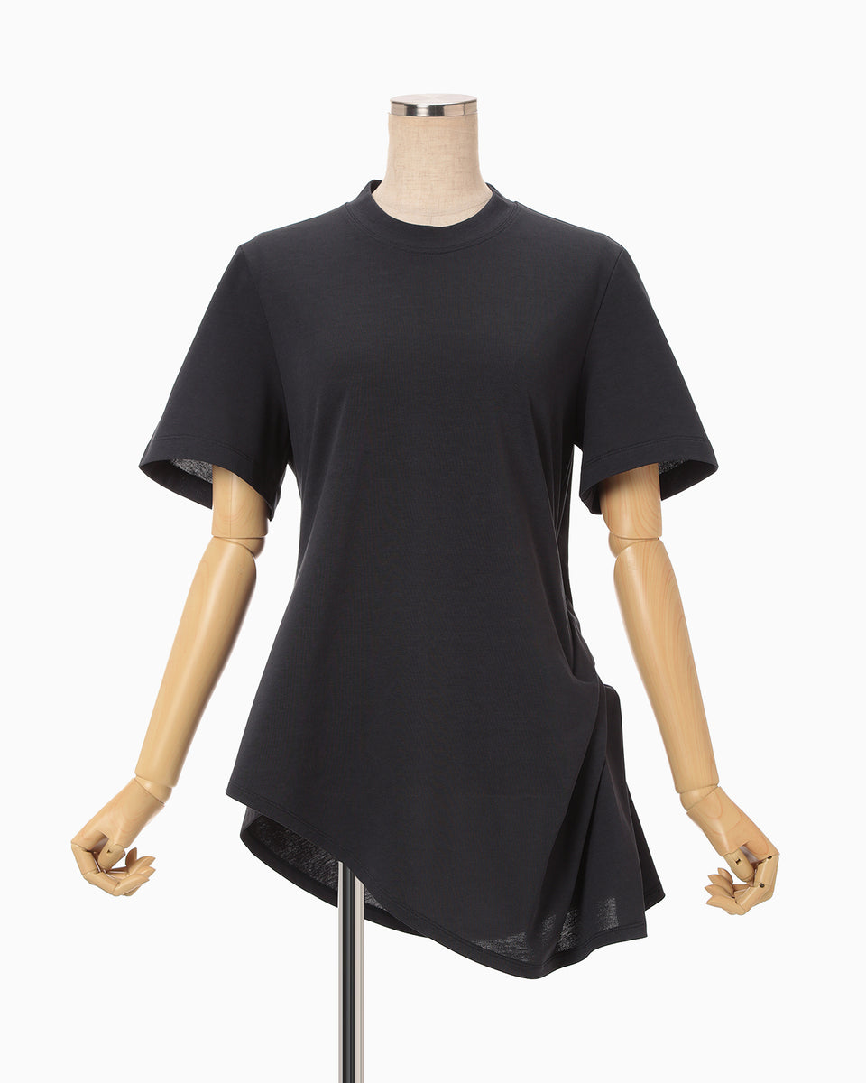 Cotton Jersey Asymmetric T-Shirt - navy - Mame Kurogouchi