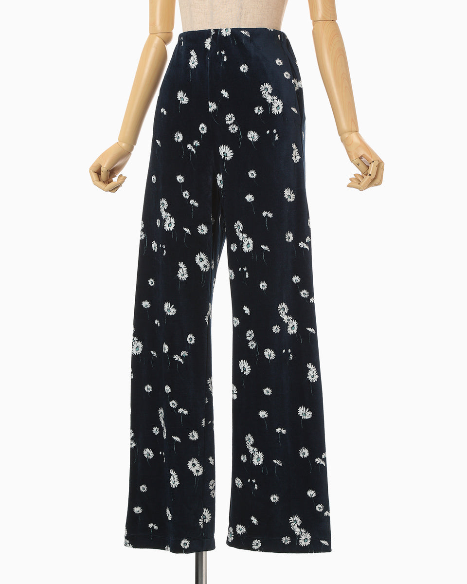 Velour Jersey Floral Trousers - navy - Mame Kurogouchi