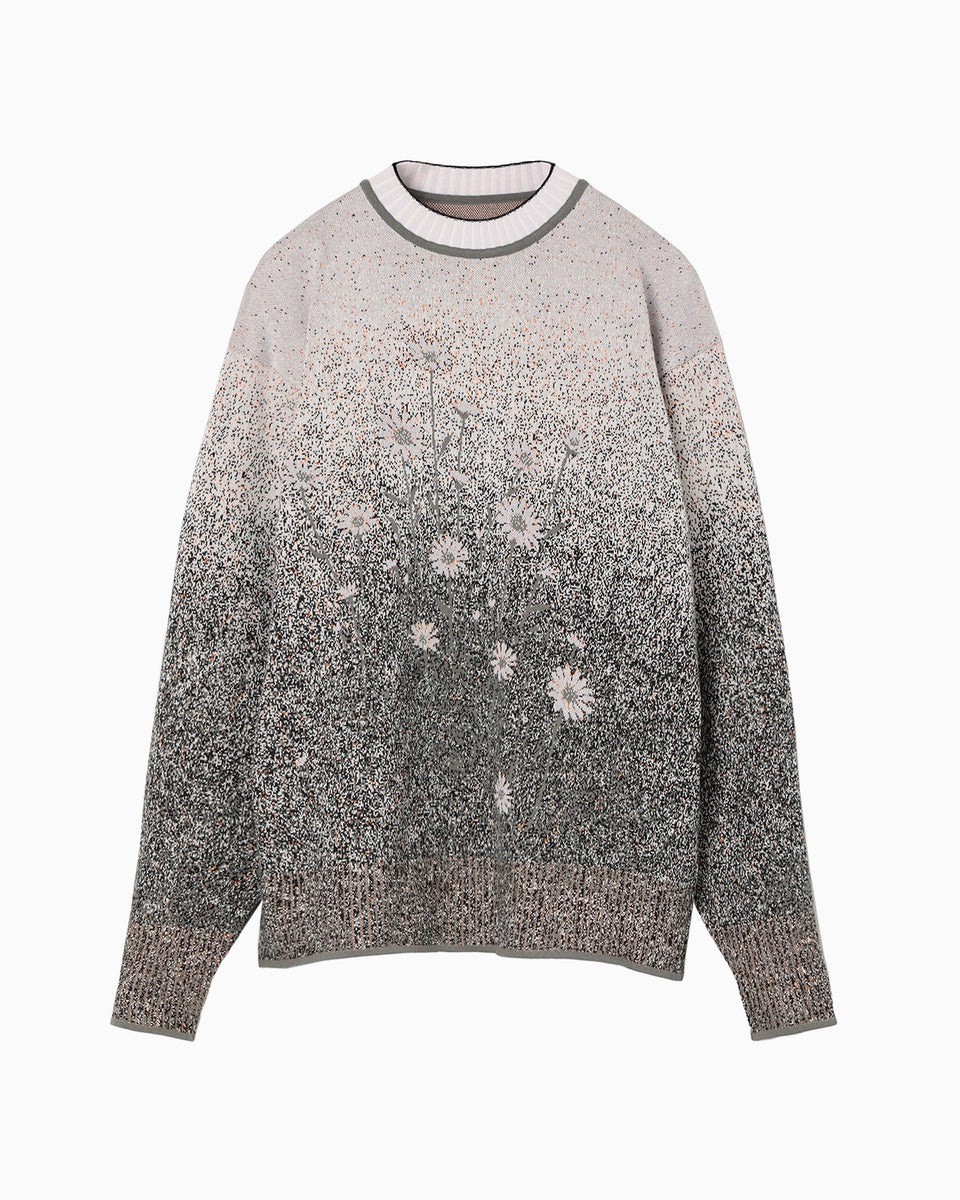 トップス mame kurogouchi Floral Lame Printed Tops Floral Jacquard Graphic Knit Top - purple - Mame Kurogouchi