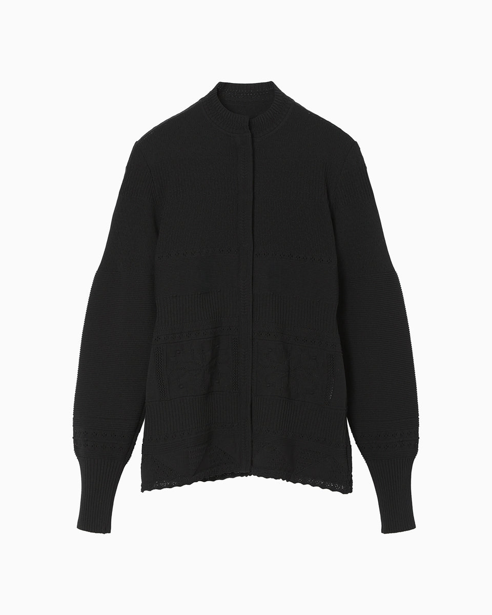 Knit Lace Cardigan - black - Mame Kurogouchi