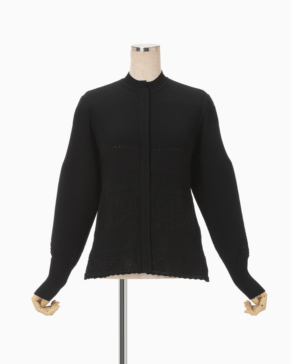 Knit Lace Cardigan - black - Mame Kurogouchi