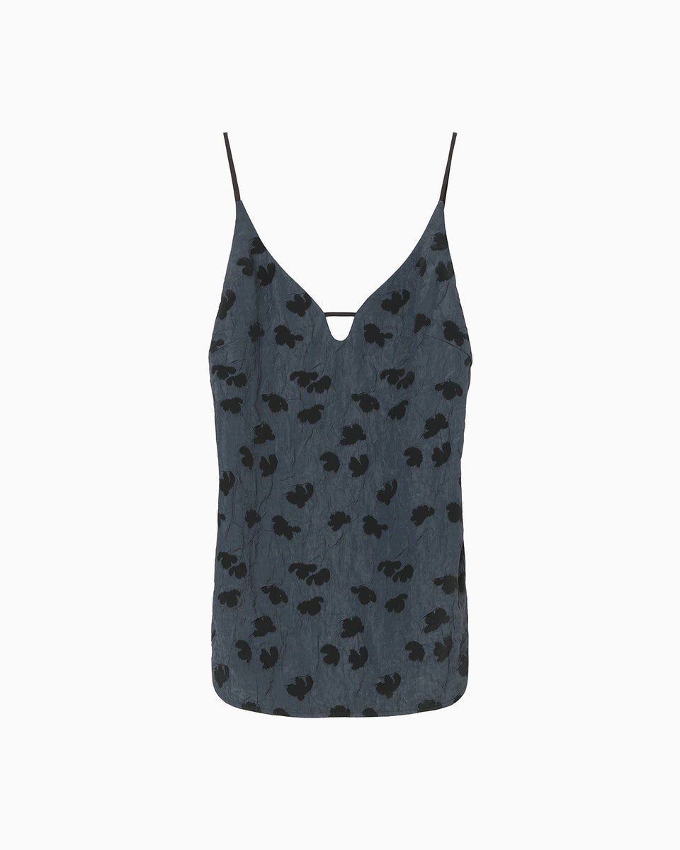 Double Layered Floral Jacquard Camisole - navy - Mame Kurogouchi