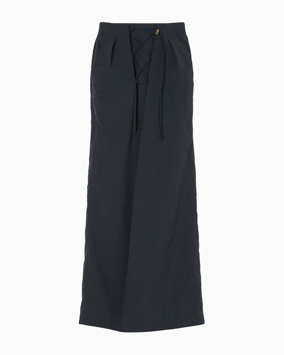 Nylon Typewriter Skirt - navy - Mame Kurogouchi