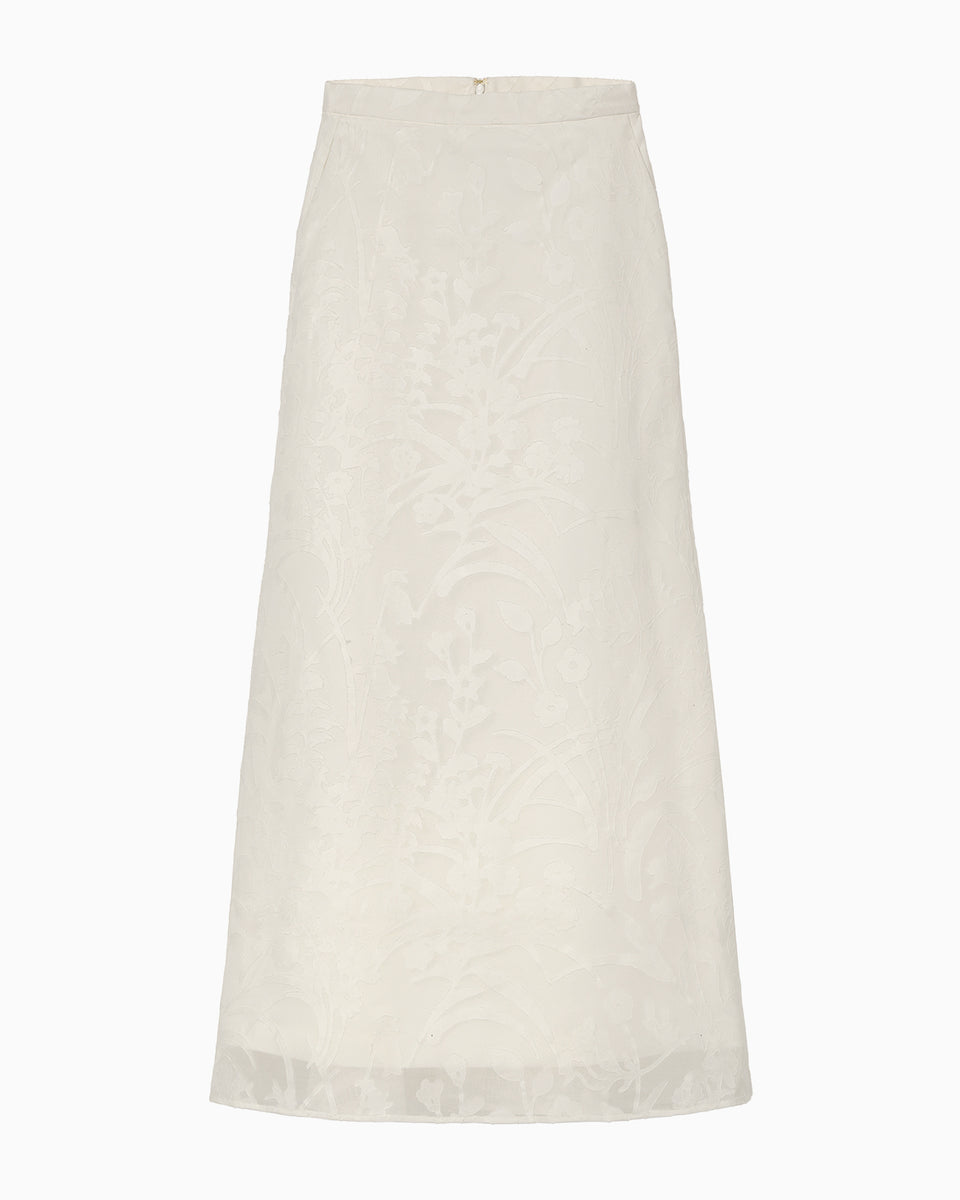 Washi Print Sheer Skirt - white - Mame Kurogouchi