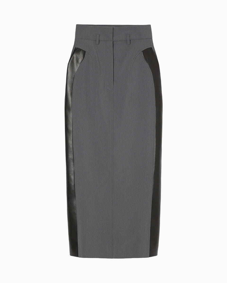 Wool Triacetate Lined Skirt - grey - Mame Kurogouchi