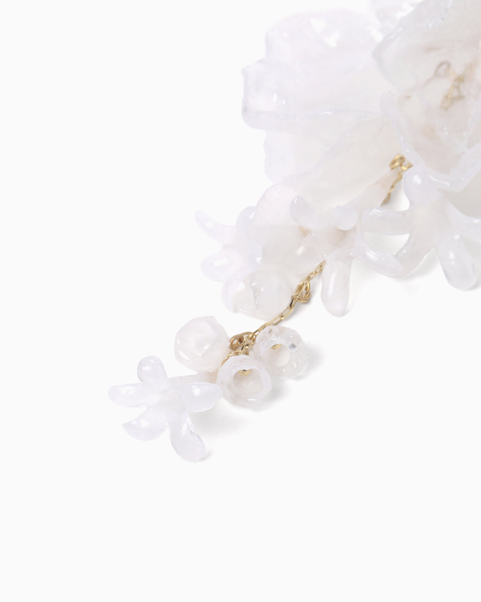 Floral Motif Short Earring - white - Mame Kurogouchi