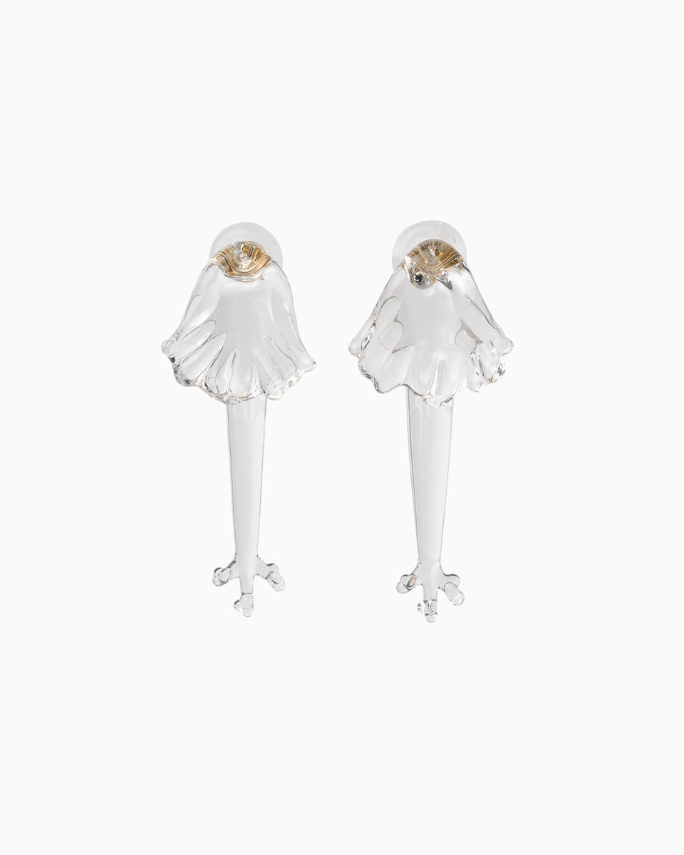 Floral Motif Handcrafted Glass Earring - clear - Mame Kurogouchi