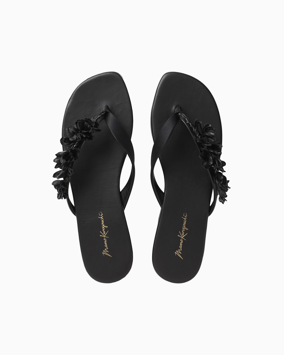 Floral Motif Sandals - black - Mame Kurogouchi