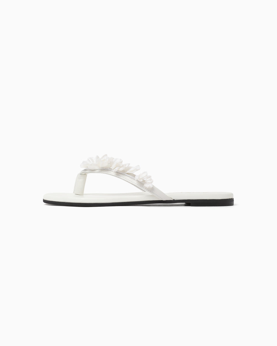 Floral Motif Sandals - white - Mame Kurogouchi