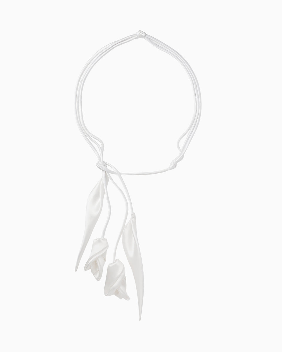 Floral Motif Silk Belt - white - Mame Kurogouchi